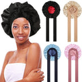 AWAYTR Satin Bonnet Silk like Bonnets for Sleeping Sleep Cap Double Layer Hair Care Bonnet with Elastic Tie Band for Curly Hair Night Cap